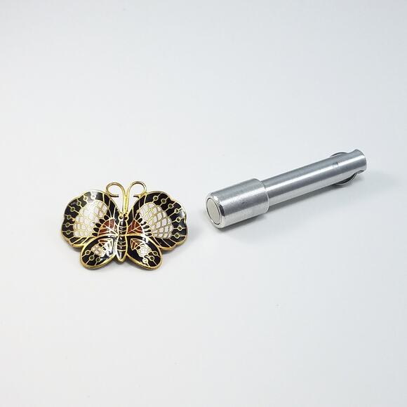 Vintage Butterfly Pendant Brooch, Cloisonne Enamel, 1970s Jewelry - Picture 9 of 10